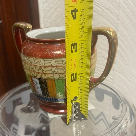 Elegant Vintage Multicolor Ceramic Vase with Gold Accents - Picture 8 of 8